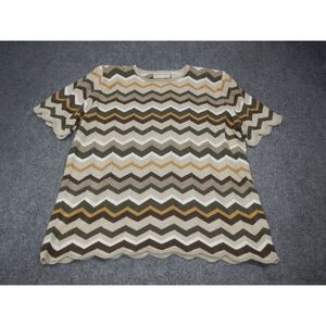 Alfred Dunner Knit‎ Short Sleeve Sweater Women's 1X Chevron Earth Tones